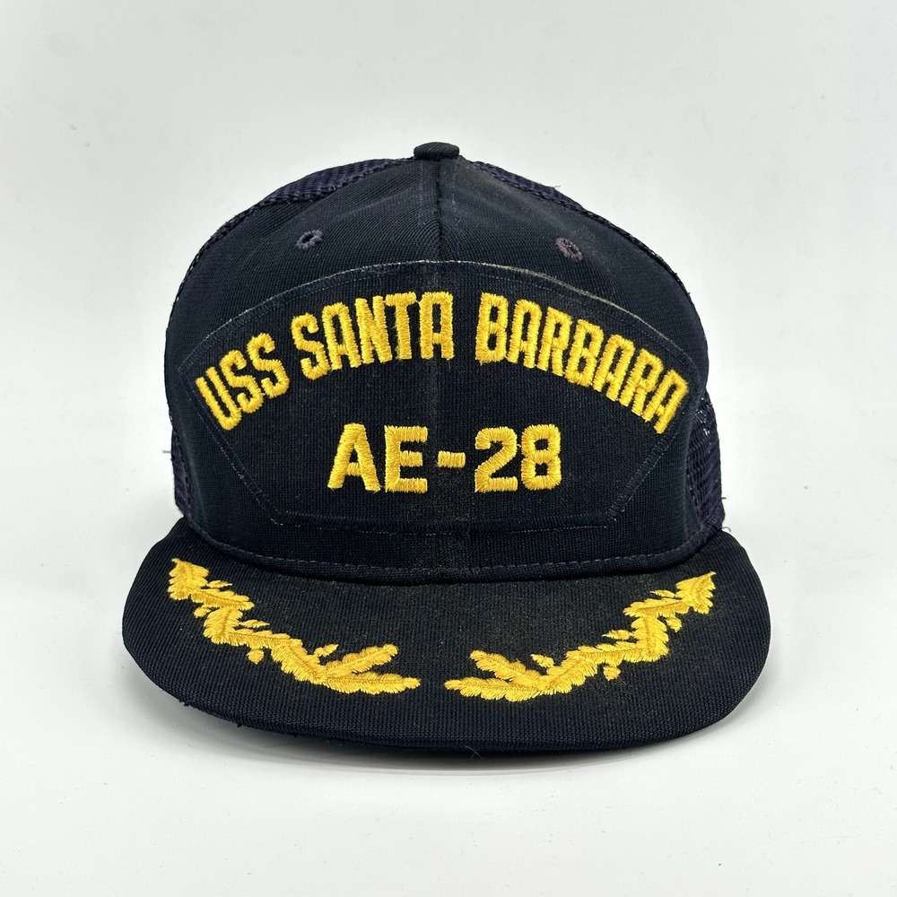 VINTAGE USS Santa Barbara AE-28 Hat Snapback Cap Navy Scrambled Eggs Kilauea